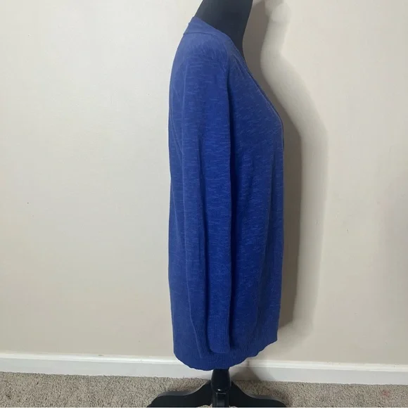 Eileen Fisher Blue Open Front Organic Linen Cotton Knit Cardigan Sweater Sz LP - Picture 6 of 8
